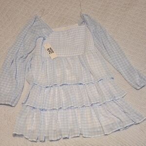 NWT Madden NYC Size Large Blue Gingham Dress